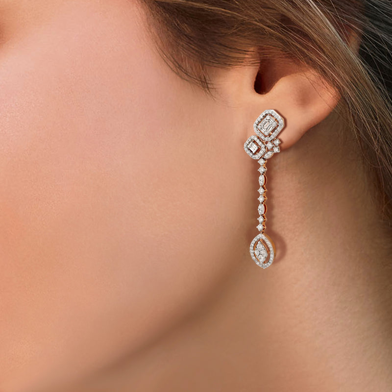 Double Teardrop Diamond Earrings Available In Gold Or Platinum - Stevens  Jewelers Inc