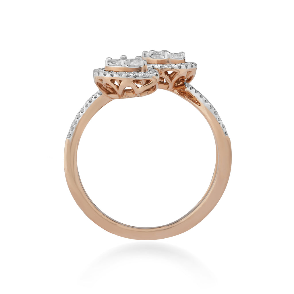 14kt white gold diamond unique engagement ring, moissanite